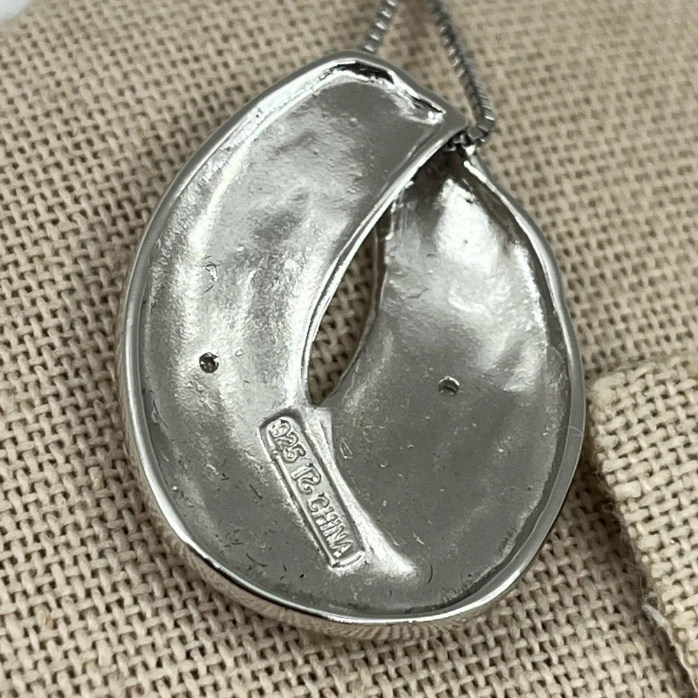 Vintage Technibond Platinum Over Sterling Silver Pendant Necklace - 18" - Picture 4 of 16